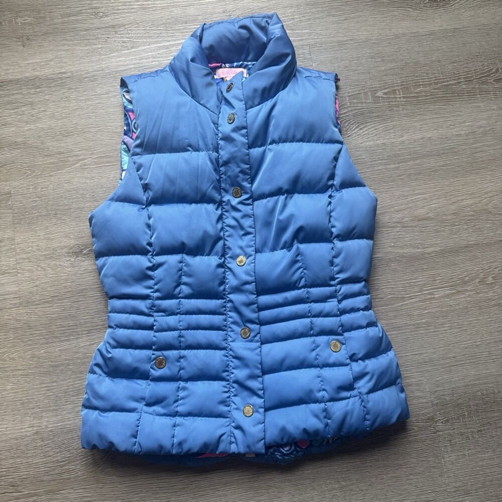 Lilly Pulitzer Puffer Vest Womens Size XS Zip-Front Lightweight Blue